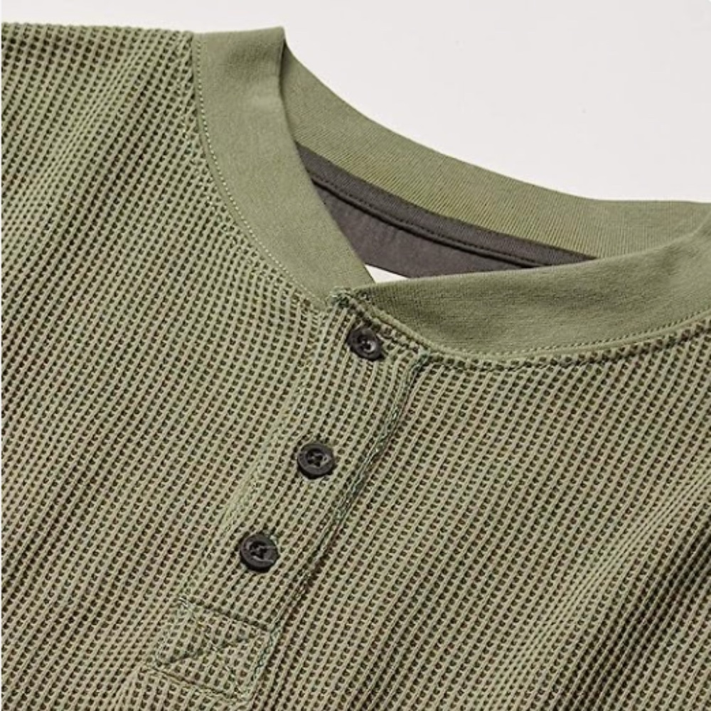 Wrangler Authentics Men's Long Sleeve Waffle Henley Green Like New